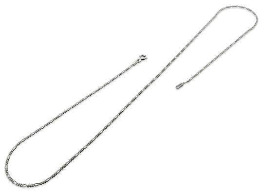 Rhodium Sterling Silver Figaro Chain 1.4 MM