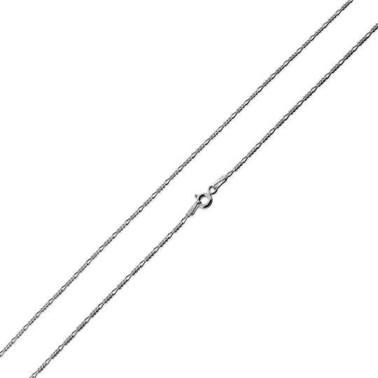 Rhodium Sterling Silver Figaro Chain 1.4 MM