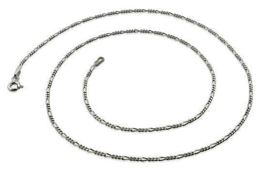 Rhodium Sterling Silver Figaro Chain 1.4 MM