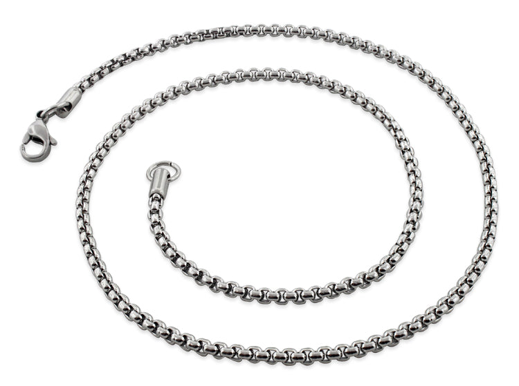 Stainless Steel 20" Round Box Chain Necklace 3.0 MM