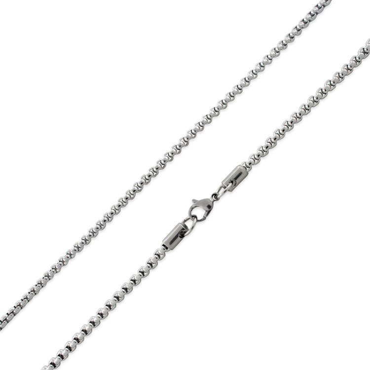 Stainless Steel 22" Round Box Chain Necklace 3.5 MM