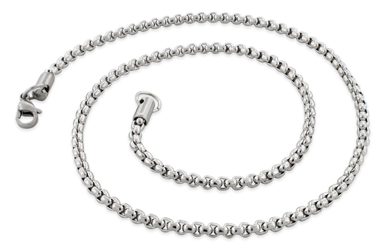 Stainless Steel 16" Round Box Chain Necklace 3.5 MM