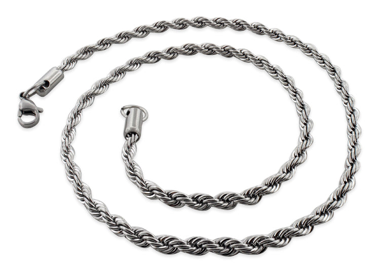 Stainless Steel 24" Rope Chain Necklace 4.0 MM