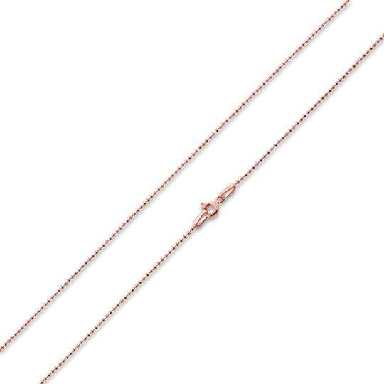 14K Rose Gold Plated Sterling Silver Bead Chain 1.2MM