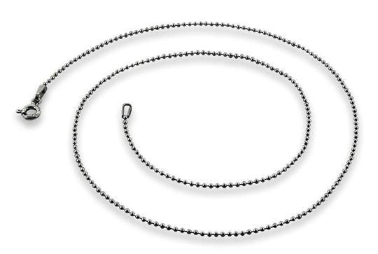 Black Rhodium Sterling Silver Bead Chain 1.2MM