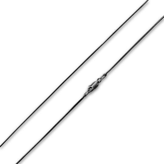 Black Rhodium Sterling Silver 8 Sided Snake Chain 1MM