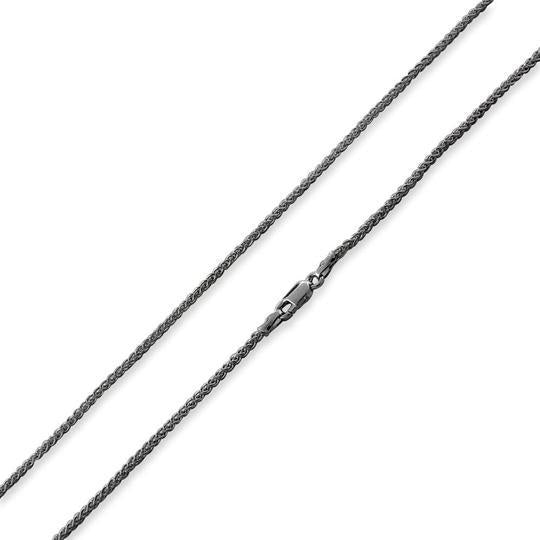 Black Rhodium Plated Sterling Silver Spiga Chain 1.8MM