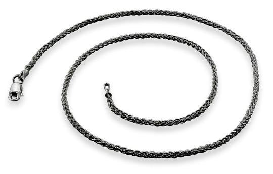 Black Rhodium Plated Sterling Silver Spiga Chain 1.8MM