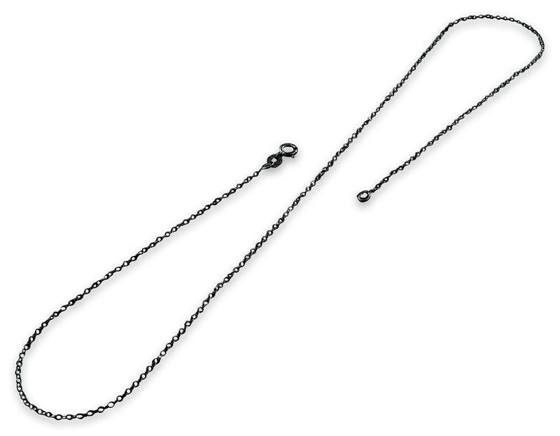 Black Rhodium Sterling Silver 16" Cable Chain 1.1MM