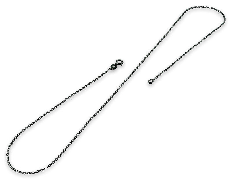 Black Rhodium Sterling Silver 18" Cable Chain 1.1MM