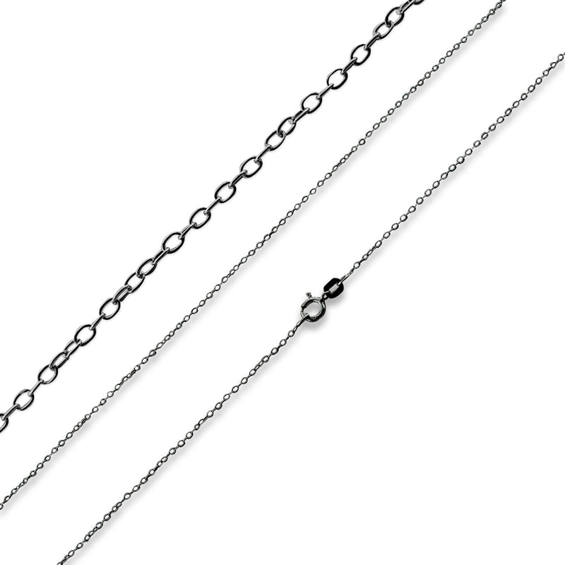 Black Rhodium Sterling Silver 16" Cable Chain 1.1MM