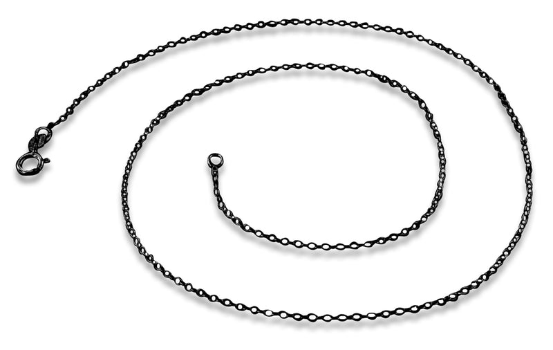 Black Rhodium Sterling Silver 18" Cable Chain 1.1MM