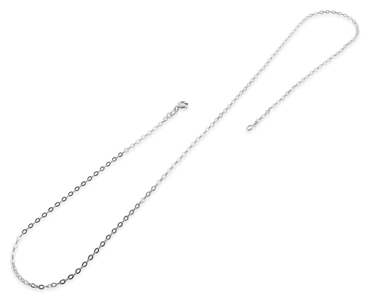 Sterling Silver 14" Long Flat Cable Chain Necklace 1.7MM