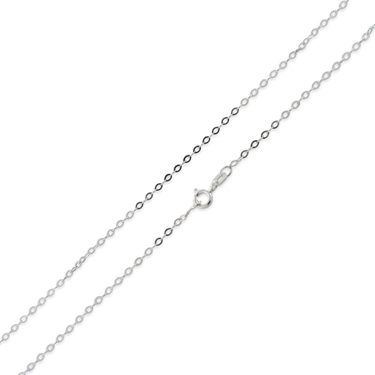 Sterling Silver 14" Long Flat Cable Chain Necklace 1.7MM