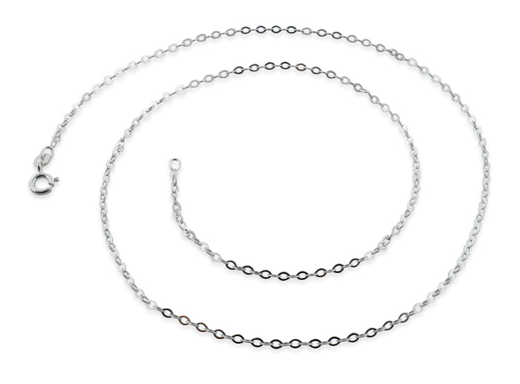 Sterling Silver 14" Long Flat Cable Chain Necklace 1.7MM