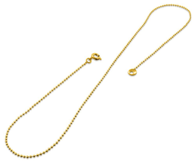 14K Gold Plated 24" Bead Brass Chain Necklace 1.50mm