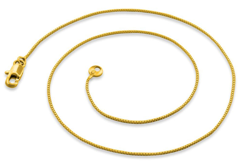 14K Gold Plated 30" Box Brass Chain Necklace 1.0mm