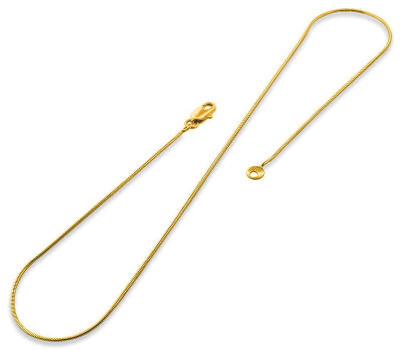 14K Gold Plated 22" Snake Brass Chain Necklace 1.13mm