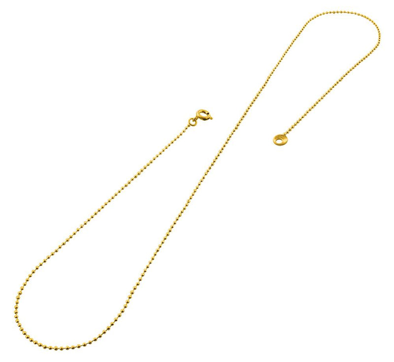 14K Gold Plated 22" Bead Brass Chain Necklace 1.20mm