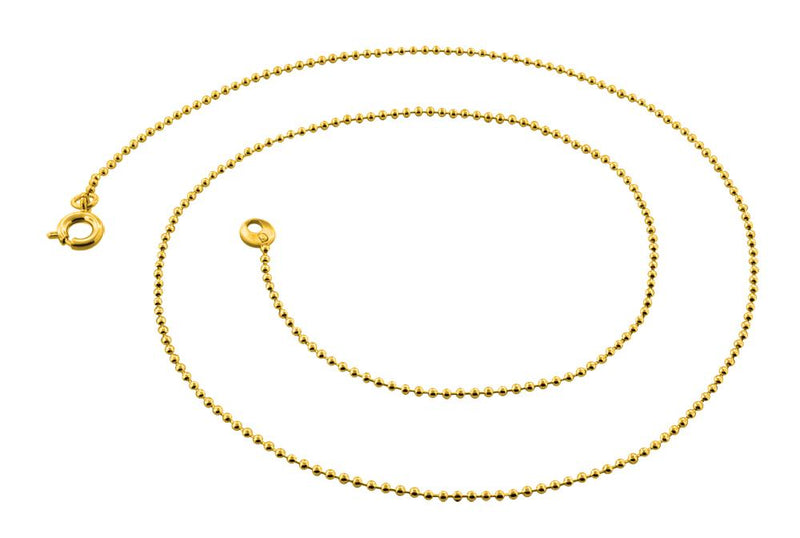 14K Gold Plated 24" Bead Brass Chain Necklace 1.20mm