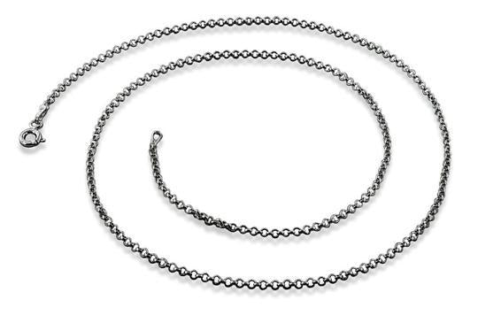 Black Rhodium Sterling Silver Rollo Chain 1.8MM