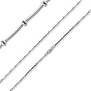 Sterling Silver 24" Square Snake Beaded Chain Necklace - 1MM