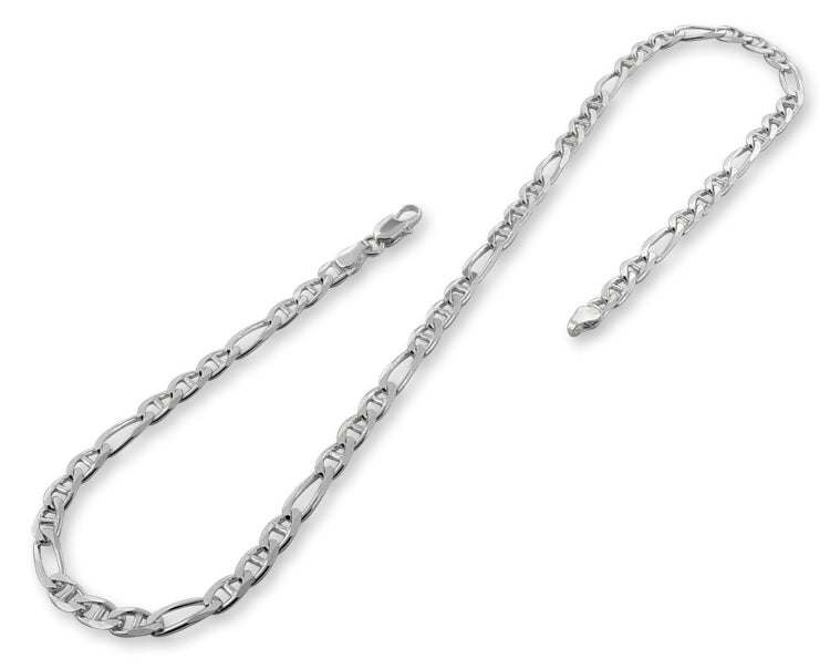 Sterling Silver 16" Figaro Marina Chain Necklace - 4.5MM
