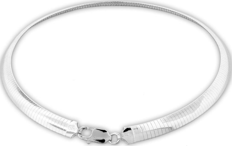 Sterling Silver 8" Dome Omega Chain Bracelet 8.0mm