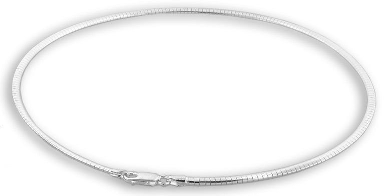 Sterling Silver 18" Dome Omega Chain Necklace 3.0mm