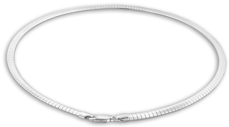 Sterling Silver 7" Dome Omega Chain Bracelet 4.0mm