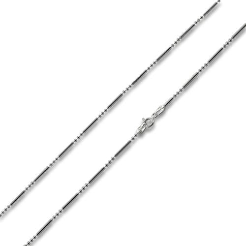 Sterling Silver Bar & 3 Beads Chain 1.6mm