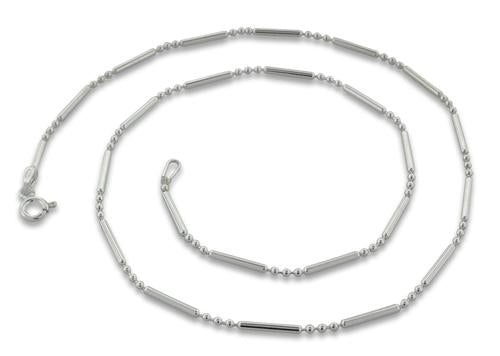 Sterling Silver Bar & 3 Beads Chain 1.6mm