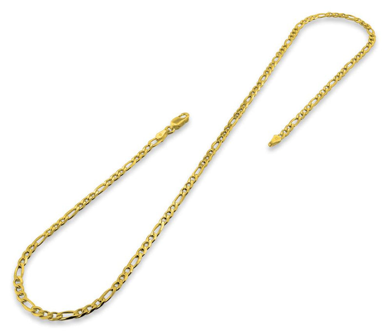 14K Gold Plated Sterling Silver Figaro Chain 3.1MM