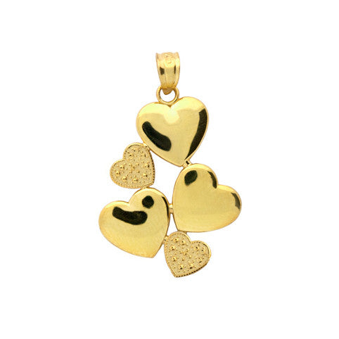 Gold Plated Sterling Silver 5 Hearts Pendant