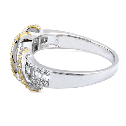 Sterling Silver Gold Plated Exotic Twisted CZ Ring