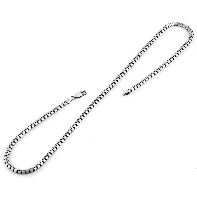 Sterling Silver  24" Flat Box Chain Necklace 3.0mm