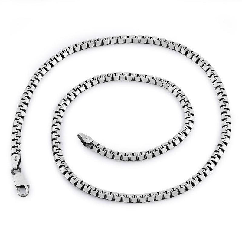 Sterling Silver  9" Flat Box Chain Bracelet 3.0mm