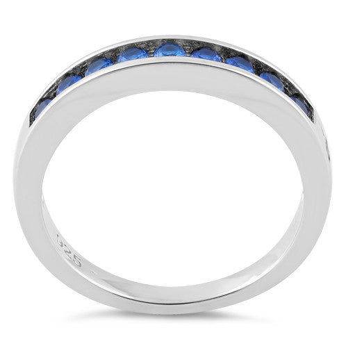 Sterling Silver Blue Spinel CZ Band Ring