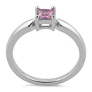 Sterling Silver Square Pink CZ Ring