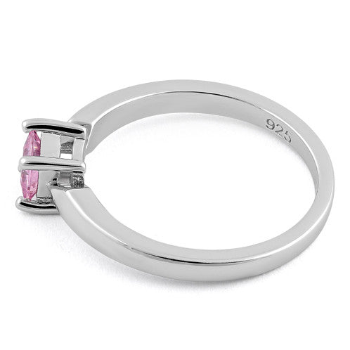 Sterling Silver Square Pink CZ Ring