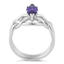 Sterling Silver Celtic Amethyst Marquise CZ Ring