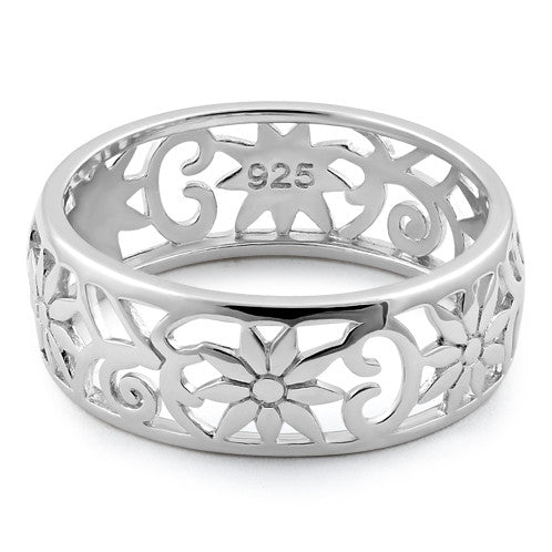 Sterling Silver Flower Band Ring