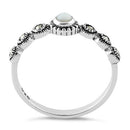 Sterling Silver Small Round Mother of Pearl Marcasite Ring