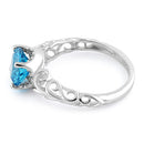 Sterling Silver Swirl Design Aqua and Clear CZ Ring