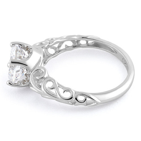 Sterling Silver Swirl Design Clear CZ Ring