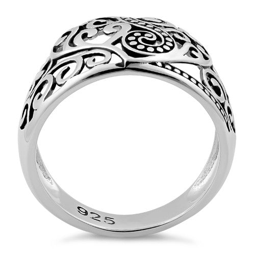 Sterling Silver Unique Heart Vines Ring