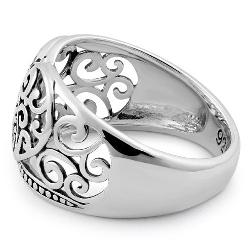 Sterling Silver Unique Heart Vines Ring