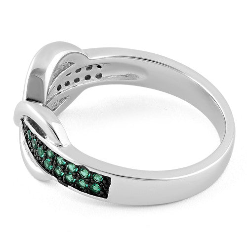 Sterling Silver Infinity Pave Emerald CZ Ring