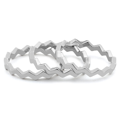 Sterling Silver 3 ZigZag Band Ring