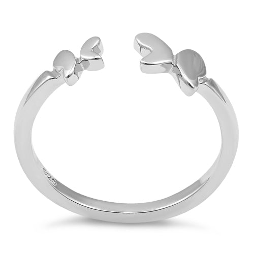 Sterling Silver Double Butterfly Adjustable Ring